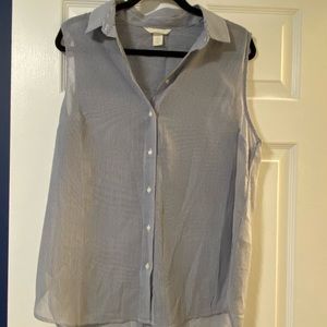 H&M - Collared Button Down Pinstripe Tanktop - Size 14
